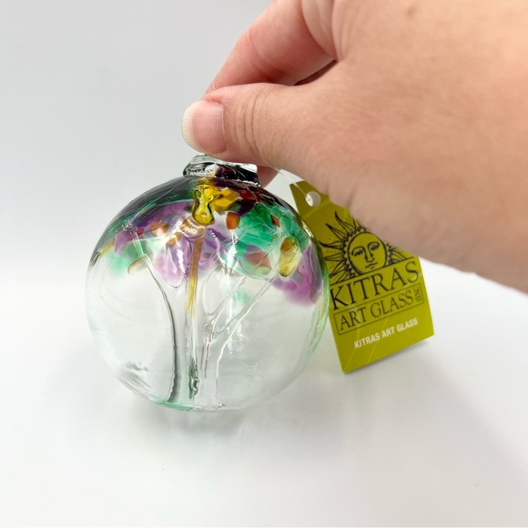 Kitras Art Glass Tree Ornament Hand Blown Hanging Ball Globe Sphere 3” Decor - Picture 2 of 12